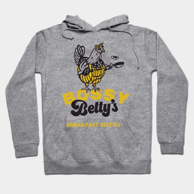 Bossy Betty's Breakfast Bistro. Cool Chicken Cooking Eggs Art Hoodie by The Whiskey Ginger